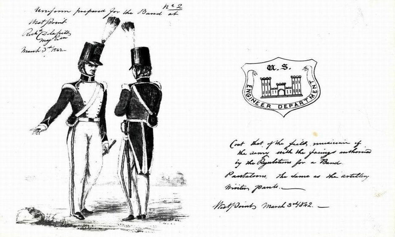 A proposed uniform for the West Point Band in 1842.