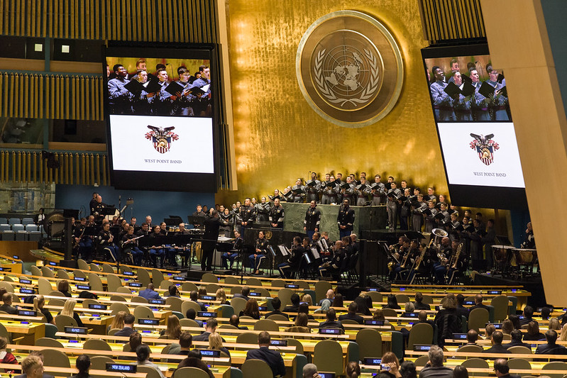 West Point Band and Cadet Glee Club performing for the UN General Assembly in 2023.