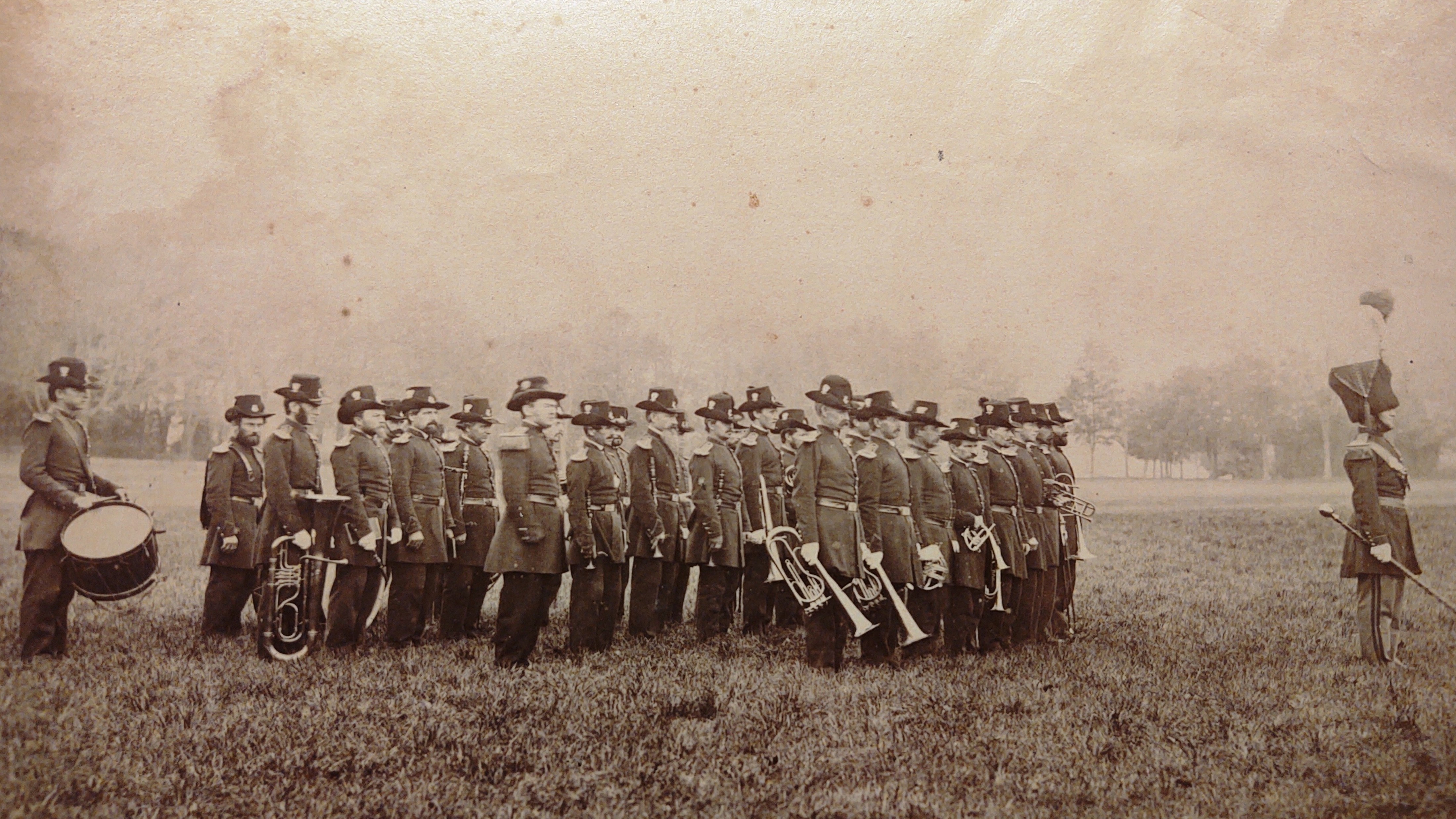 One of two known photographs of the West Point Band taken in 1865.