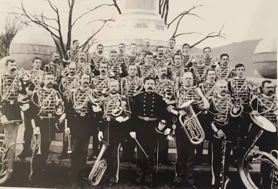 West Point Band around 1900 under the command of Teacher of Music George Essikge.