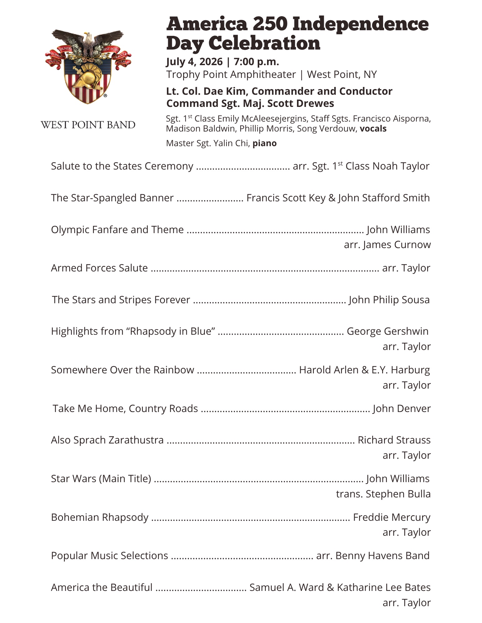 2026 July 4th Program